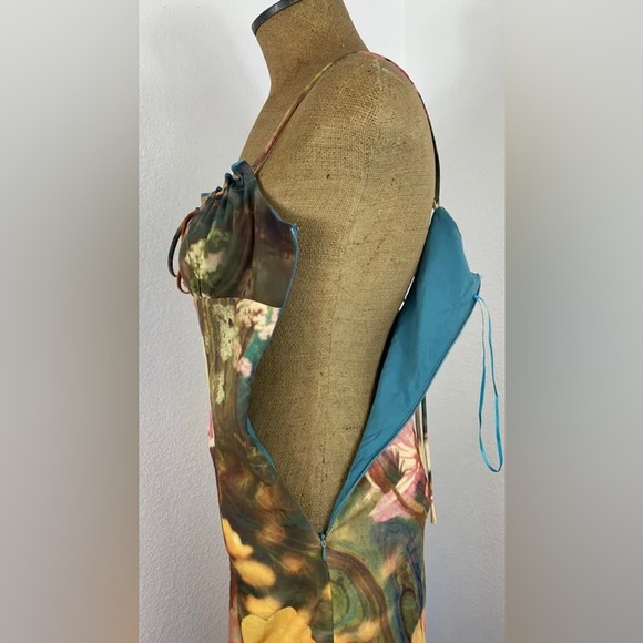 UO April Tie-Back Midi Slip Dress (in Neutral Multi) - Picture 7 of 12